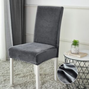 Set 6 Huse pentru scaune, catifea elastica, gri graphite HSC5