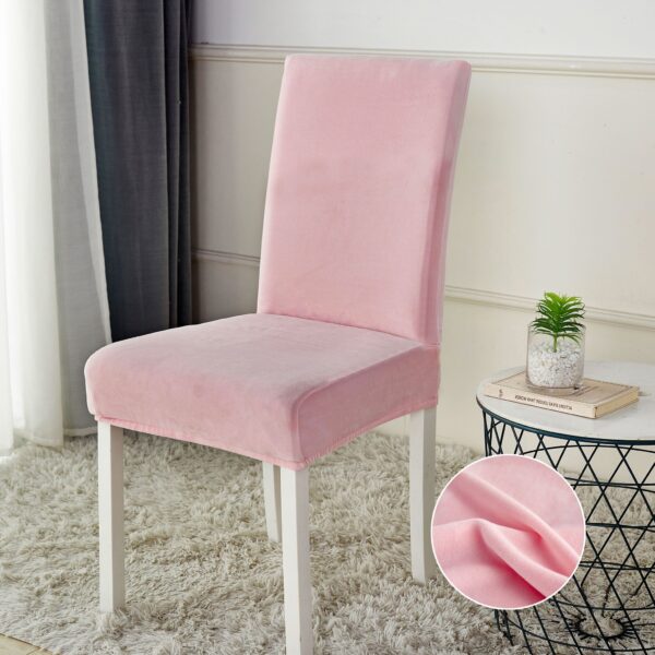 Set 6 Huse pentru scaune, catifea elastica, roz pal HSC7